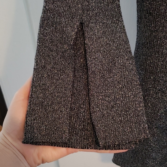 NWOT Shimmery Silver Long Sleeve Top - Picture 2 of 5